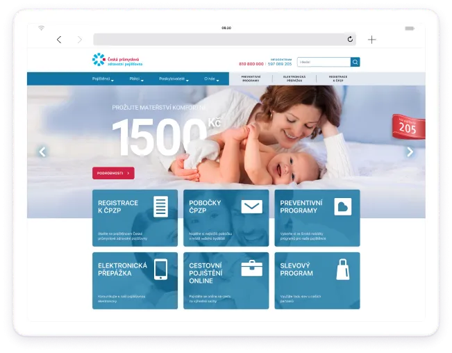 Web České průmyslové zdravotní pojišťovny