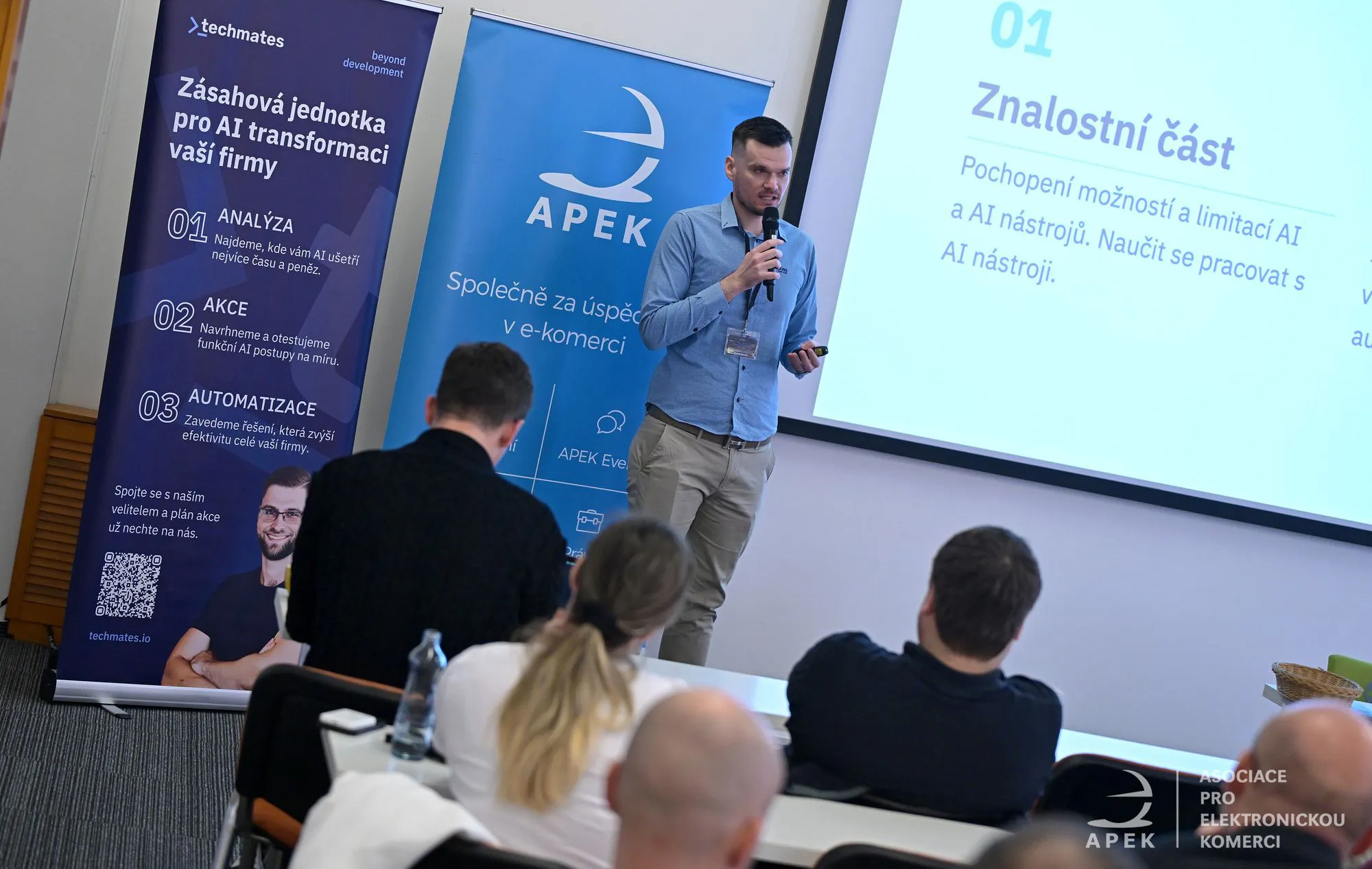 Miroslav Kubus speaking on stage at APEK Day 2026