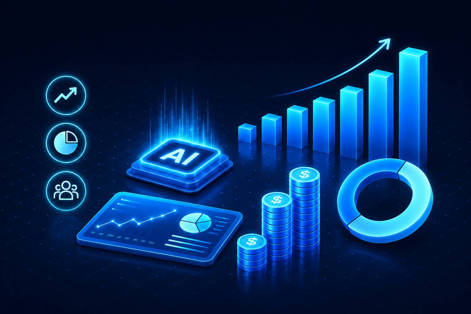 Digital illustration of investment in artificial intelligence