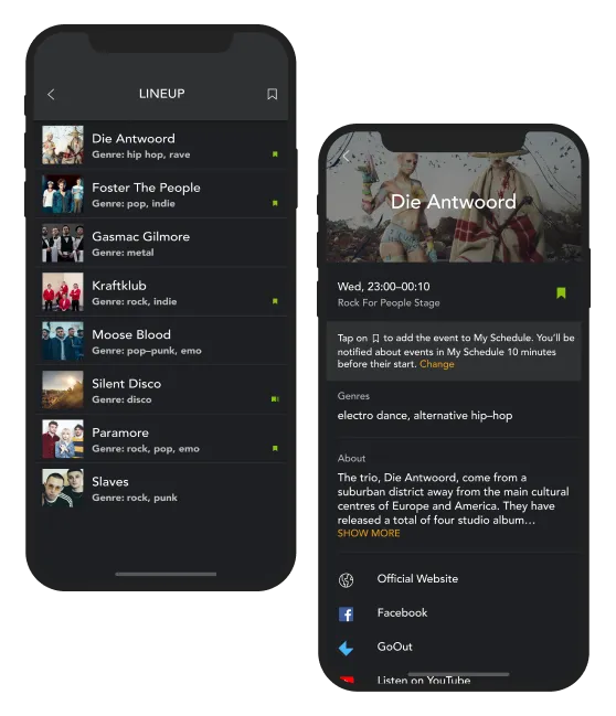 The Rock for People festival app
